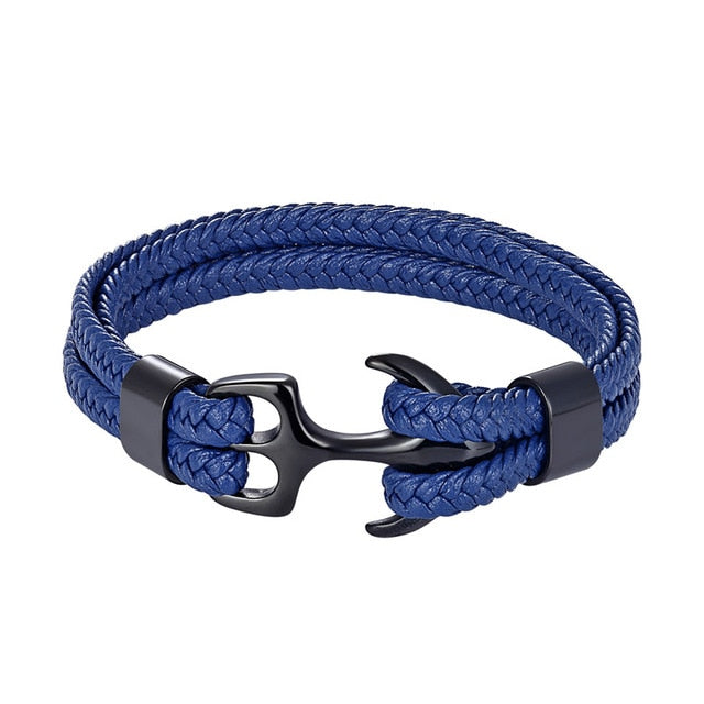 Classy Men Blue & Black Anchor Bracelet - Classy Men Collection