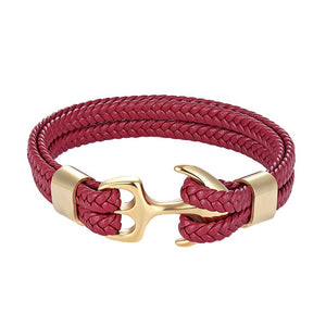 Bracciale da uomo di classe con ancoraggio rosso e oro