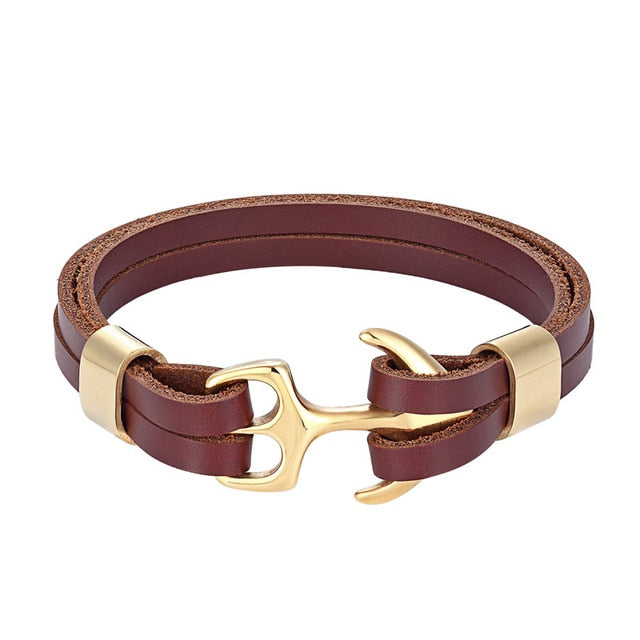 Classy Men Brown & Gold Anchor Bracelet - Classy Men Collection