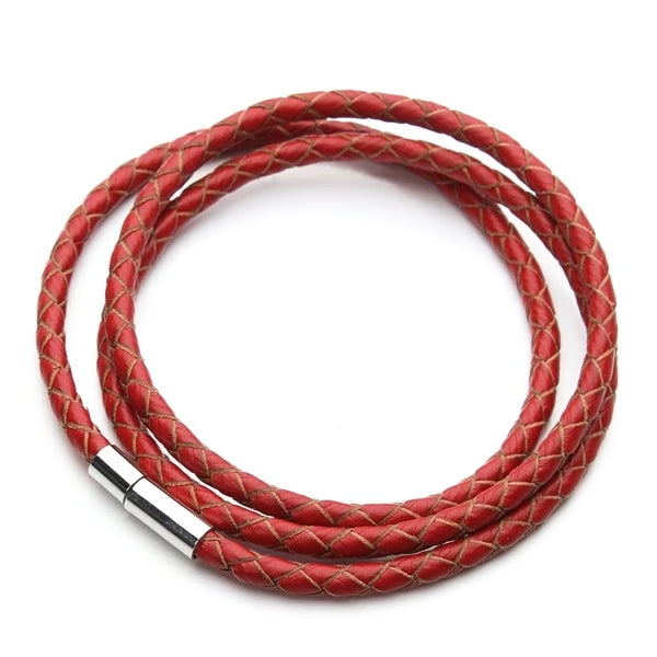 Classy Men Red Multi-Layer Leather Bracelet