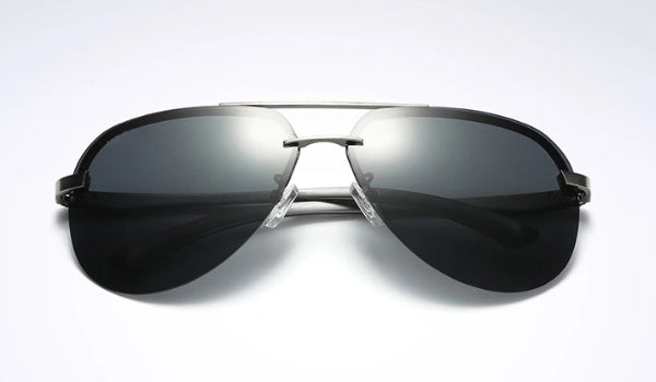 Classy Men Rimless Black Aviator Sunglasses