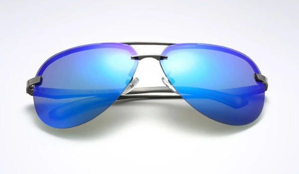 Classy Men Rimless Blue Aviator Sunglasses