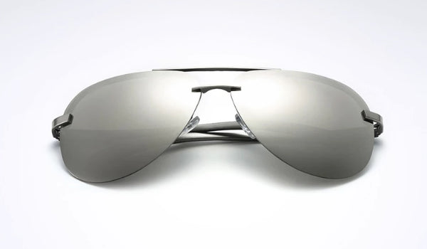 Classy Men Rimless Silver Aviator Sunglasses