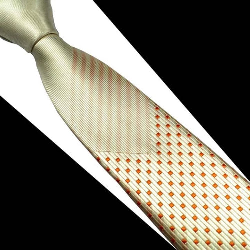 Classy Men Champagne Dotted Luxury Silk Narrow Tie - Classy Men Collection