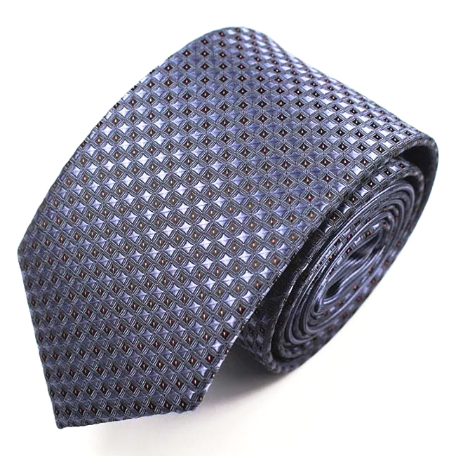 Cravatta stretta in seta di lusso da uomo di classe con mini puntini grigi