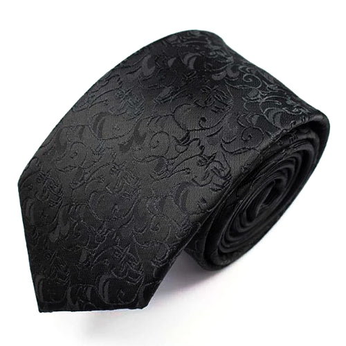 Classy Men Black Floral Luxury Silk Narrow Tie - Classy Men Collection