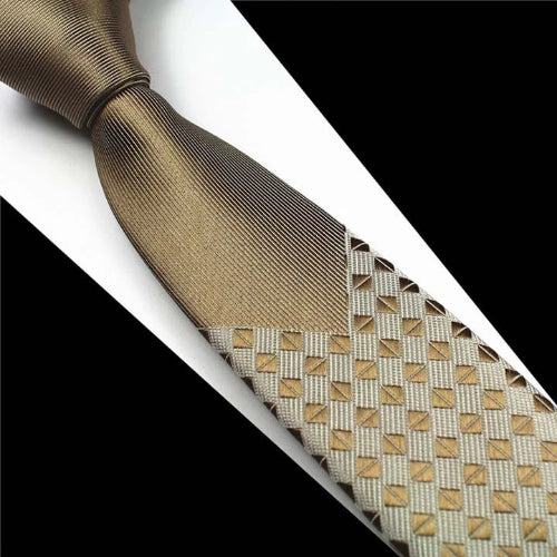 Classy Men Gold Luxury Silk Narrow Tie