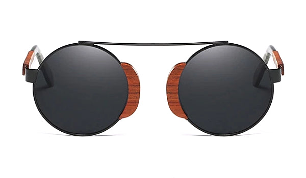 Classy Men Black Round Wood Sunglasses - Classy Men Collection