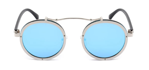 Classy Men Blue Retro Round Sunglasses - Classy Men Collection