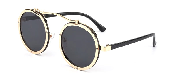 Classy Men Black & Gold Retro Round Sunglasses - Classy Men Collection