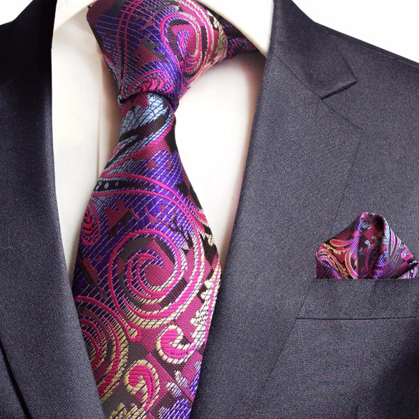 Classy Men Violet Silk Paisley Tie