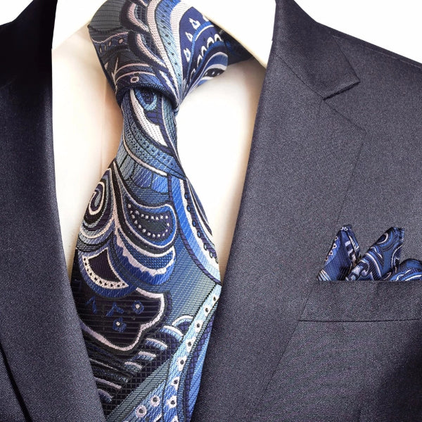Classy Men Blue Silk Paisley Tie - Classy Men Collection