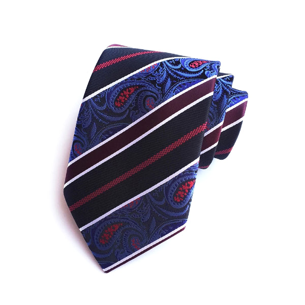 Cravatta Paisley a righe in seta da uomo di classe