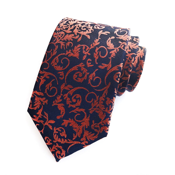 Cravatta floreale di seta arancione e blu da uomo di classe