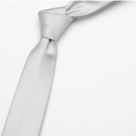 Classy Men Plain Silver Skinny Tie