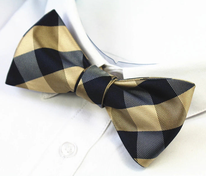 Classy Men Casual Checkered Silk Self-Tie Bow Tie - Classy Men Collection