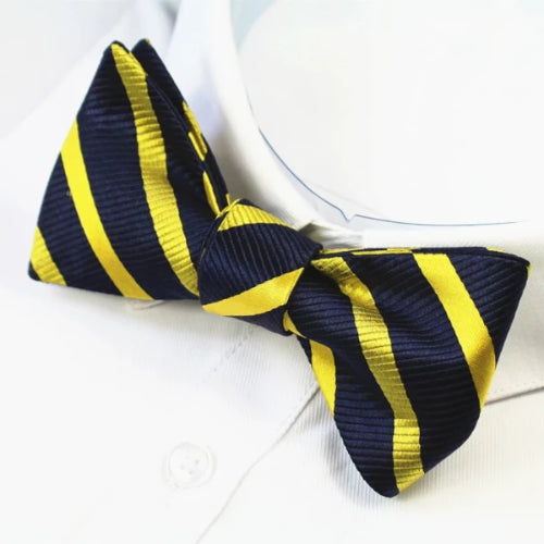 Classy Men Yellow Navy Silk Self-Tie Bow Tie