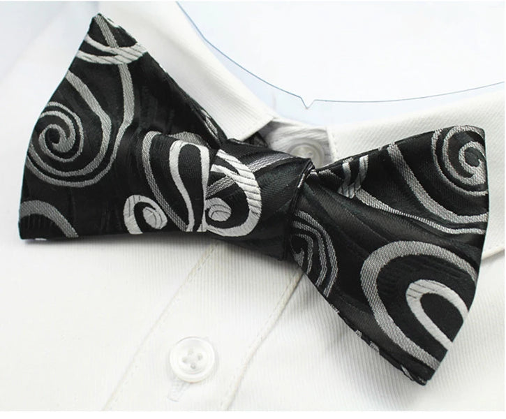 Classy Men Black White Silk Self-Tie Bow Tie - Classy Men Collection