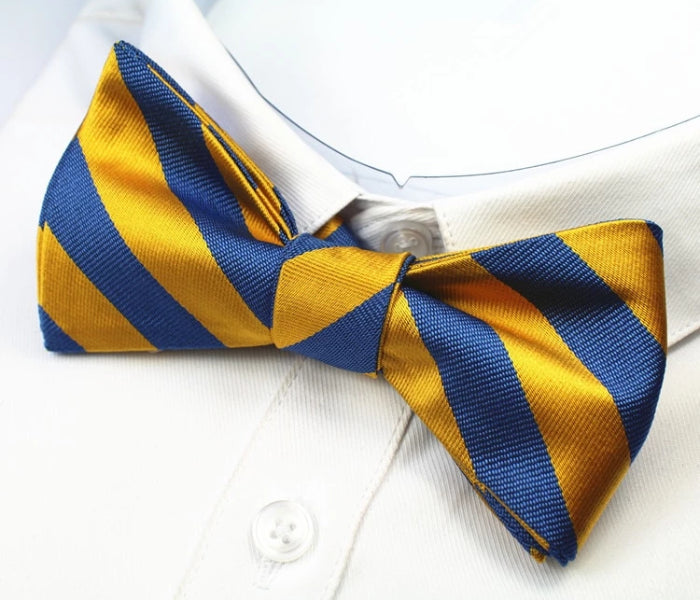 Classy Men Blue Yellow Silk Self-Tie Bow Tie - Classy Men Collection