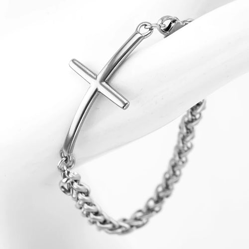 Classy Men Stainless Steel Cross Chain Bracelet