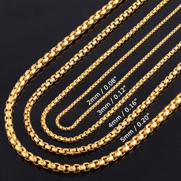 Classy Men 3mm Gold Box Chain Necklace
