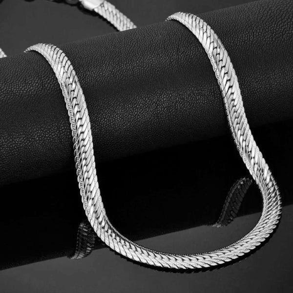 Classy Men 8mm Silver Herringbone Chain Necklace