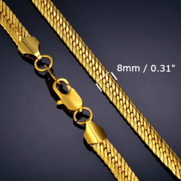 Classy Men 8mm Gold Herringbone Chain Necklace