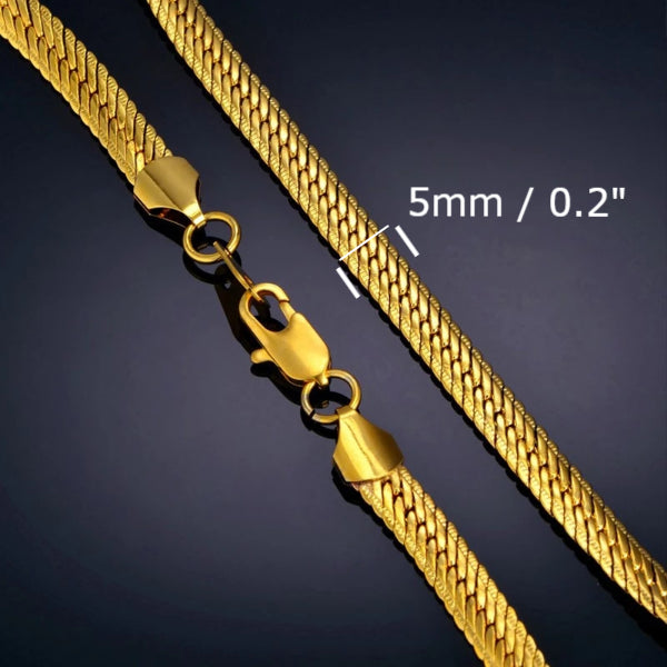 Classy Men 5mm Gold Herringbone Chain Necklace