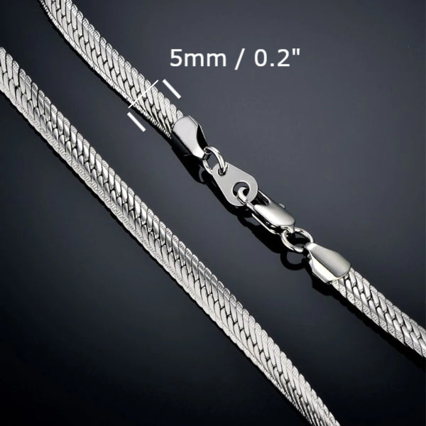 Classy Men 5mm Silver Herringbone Chain Necklace
