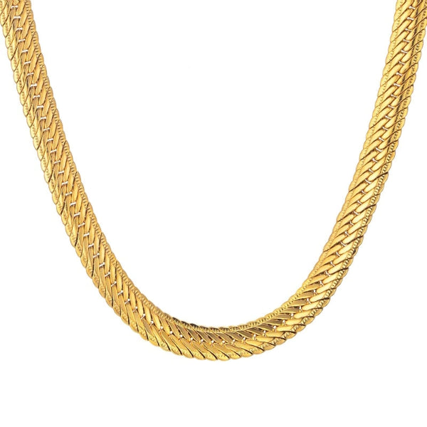 Classy Men 8mm Gold Herringbone Chain Necklace