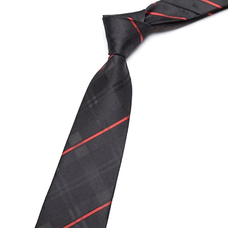 Classy Men Classic Black Red Striped Necktie