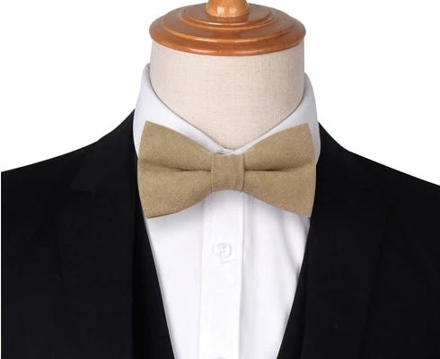 Classy Men Beige Cotton Pre-Tied Bow Tie - Classy Men Collection