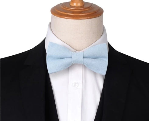 Classy Men Pastel Blue Cotton Pre-Tied Bow Tie