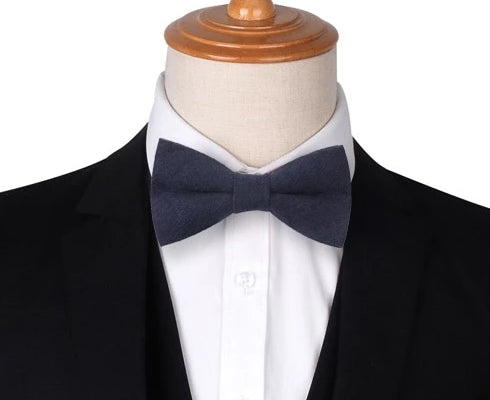 Classy Men Navy Blue Cotton Pre-Tied Bow Tie