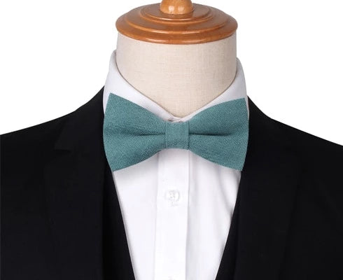 Classy Men Teal Cotton Pre-Tied Bow Tie