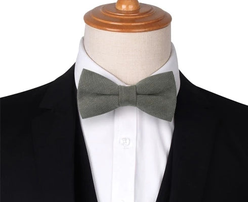Classy Men Grey Cotton Pre-Tied Bow Tie