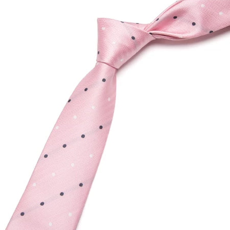 Classy Men Pink Dotted Skinny Tie