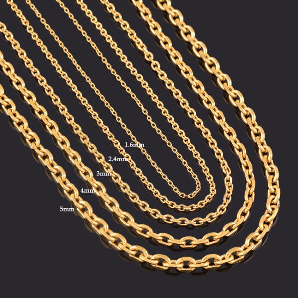 Classy Men 1.6mm Gold Rolo Chain Necklace