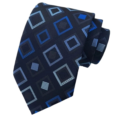 Cravatta di seta elegante quadrata blu da uomo di classe