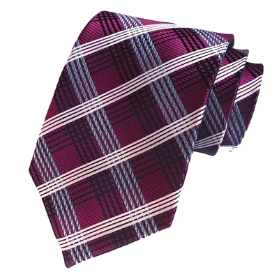 Classy Men Elegant Pink Checkered Silk Tie