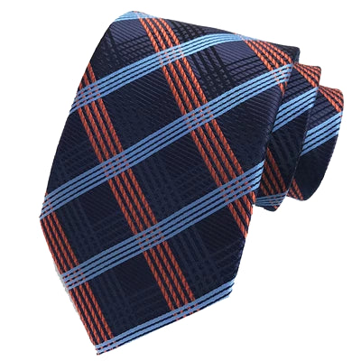 Classy Men Elegant Orange Checkered Silk Tie