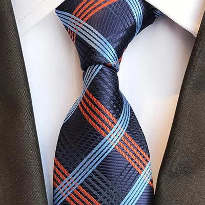 上品な男性のエレガントなオレンジの市松模様のシルク ネクタイ
