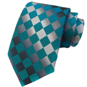 Cravatta di seta elegante a quadri verde acqua elegante da uomo di classe