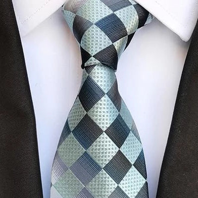 Classy Men Elegant Grey Check Silk Tie