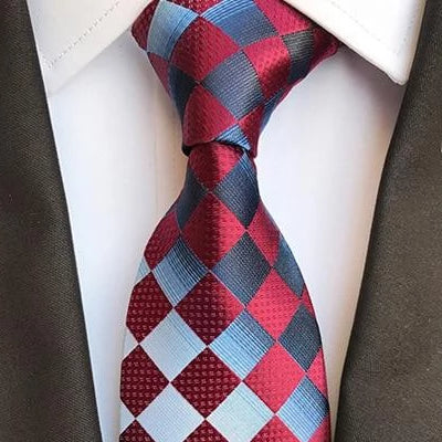 Classy Men Elegant Red Check Silk Tie