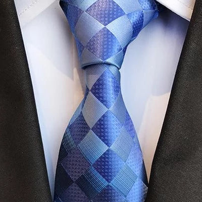 上品な男性のエレガントなパープル チェック シルク ネクタイ