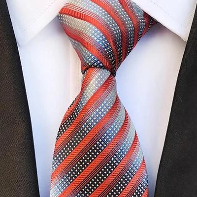 Classy Men Elegant Red Striped Silk Tie