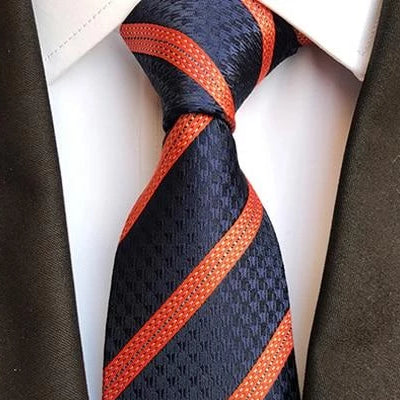 Classy Men Elegant Black Orange Silk Tie