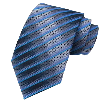 Cravatta elegante in seta a righe blu da uomo di classe