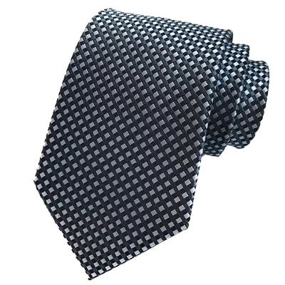 Grey Silk Tie With A Grid Pattern | Classy Men Collection